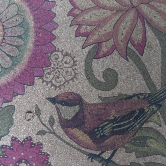 Colorful Bird and Flower Scalloped Cork Trivet Hot Plate Set of 2 - Picture 5 of 7